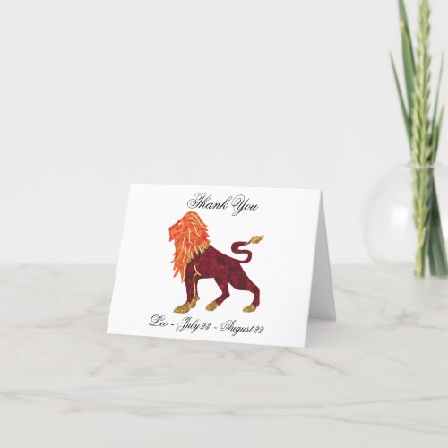 Leo Impressionist Painting Style  Gold  Thank You Card