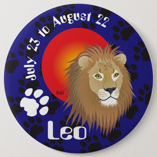Leo July 23 to August 22 Button (Front)