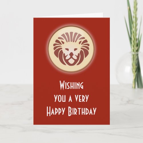 Leo July August Birthday with zodiac sign lion Card