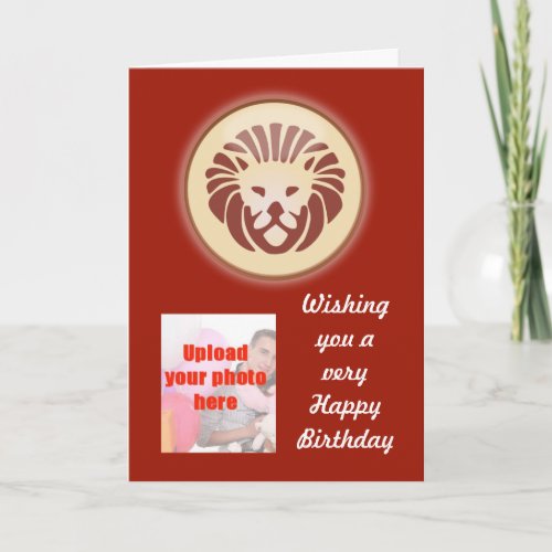 Leo July August Birthday with zodiac sign lion Card