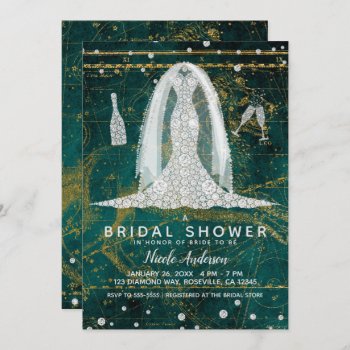 Leo July August Glam Diamond Bridal Shower Invitation by printabledigidesigns at Zazzle