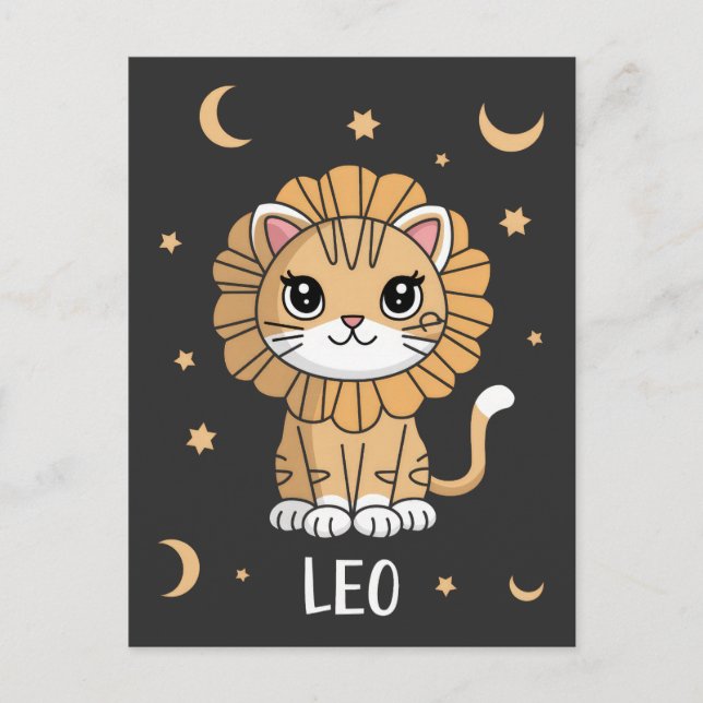 Leo Kitten: A Roaring Star Adorable Leo Zodiac Postcard (Front)