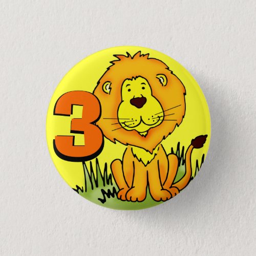 Leo Lion age 3 button _ orange  yellow