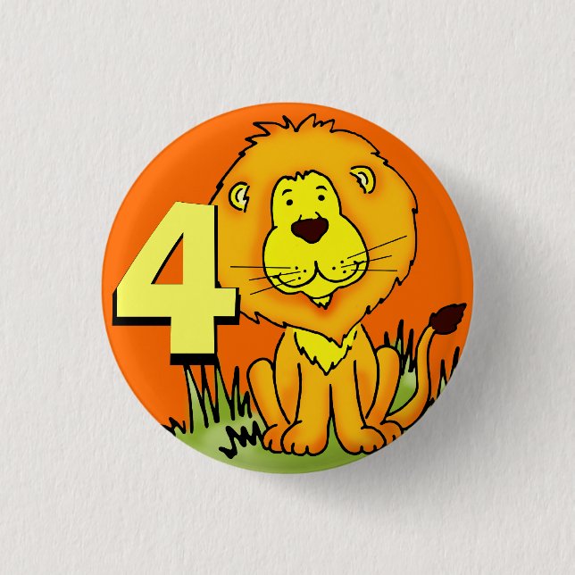 Leo Lion age 4 button - orange & yellow (Front)