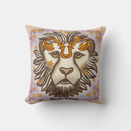 Leo Lion Birthday custom name  Throw Pillow