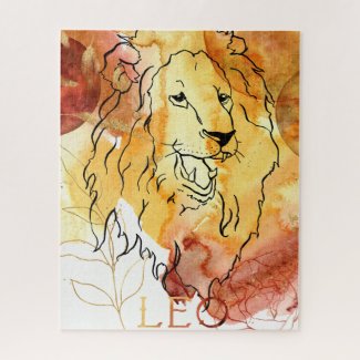 Leo Lion birthday zodiac gold black watercolor