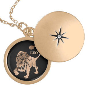 Leo Lion Brushed Gold Zodiac Locket