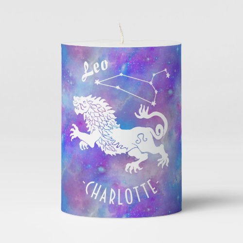 Leo Lion Constellation Stars Name Birthday Gift Pillar Candle