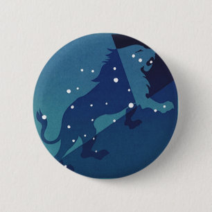 Leo Lion Constellation Vintage Zodiac Astrology Button
