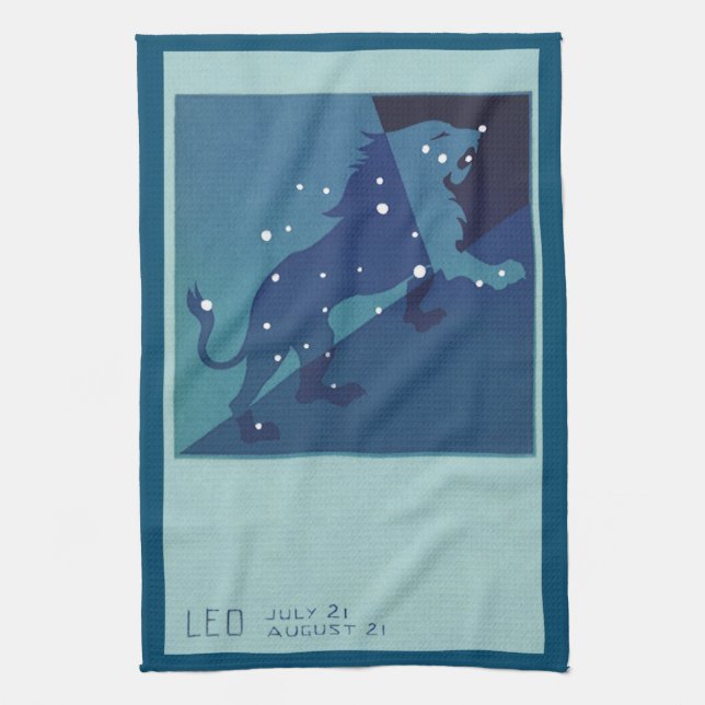 Leo Lion Constellation Vintage Zodiac Astrology Kitchen Towel (Vertical)