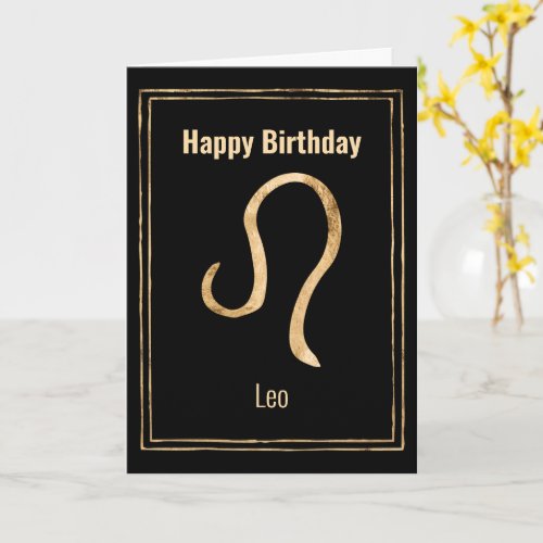 Leo Lion gold astrology zodiac Happy Birthday Card