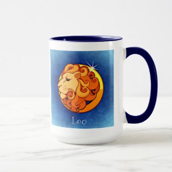 Leo  Lion Horoscope Zodiac Symbol Blue Coffee Mug by Magical_Maddness at Zazzle