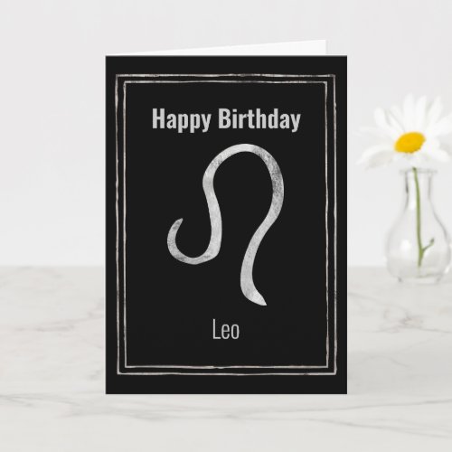 Leo Lion silver astrology zodiac Happy Birthday Ca Card