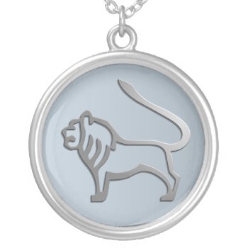 Leo Lion Star Sign Silver Pendant by zodiac_shop at Zazzle