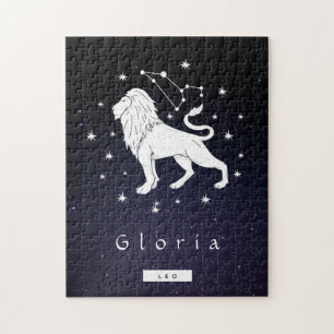 Leo Lion Zodiac Birthday Lunar Sign Name Celestial Jigsaw Puzzle