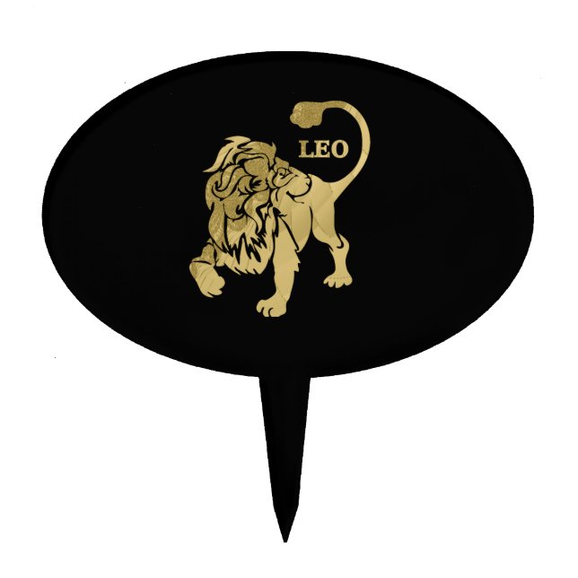 Leo Lion Zodiac Black Cake Topper (Front)