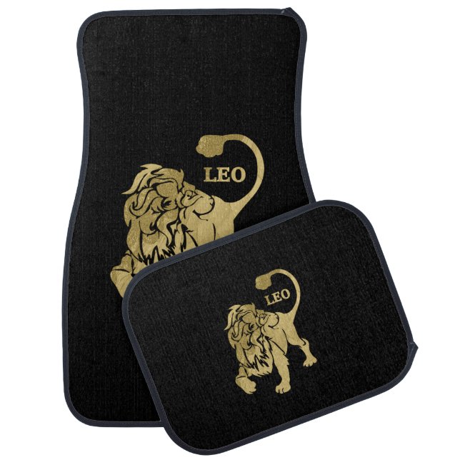 Leo Lion Zodiac Black Car Mat (Set)