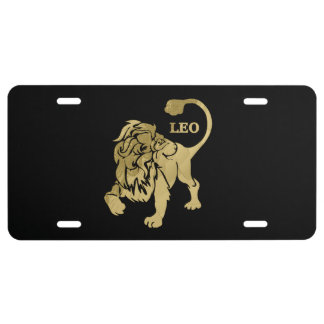 Leo Lion Zodiac Black License Plate