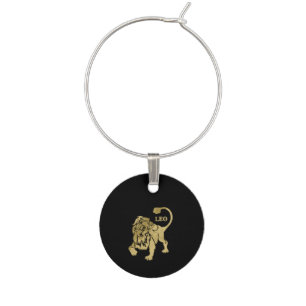 Leo Lion Zodiac Black Wine Charm