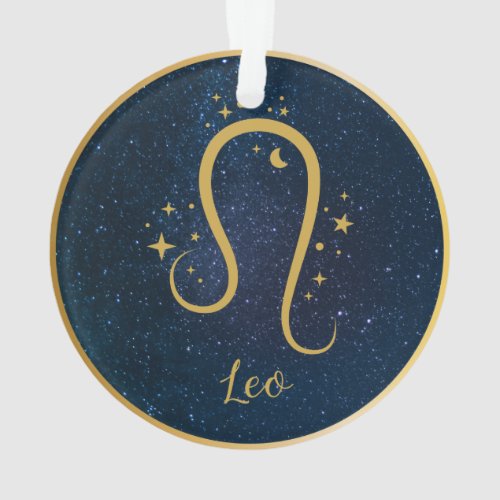 Leo Lion zodiac gold symbol stars sky personalized Ornament