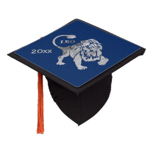 Leo Lion Zodiac Navy Blue Graduation Cap Topper