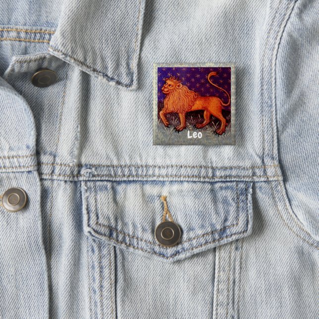 Leo Lion Zodiac Sign Horoscope Birthday Party Button (In Situ)