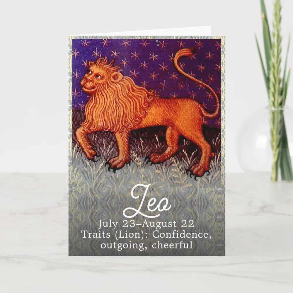 Leo Lion Zodiac Sign Horoscope Birthday Party Card