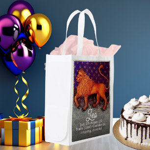 Leo Lion Zodiac Sign Horoscope Birthday Party Grocery Bag