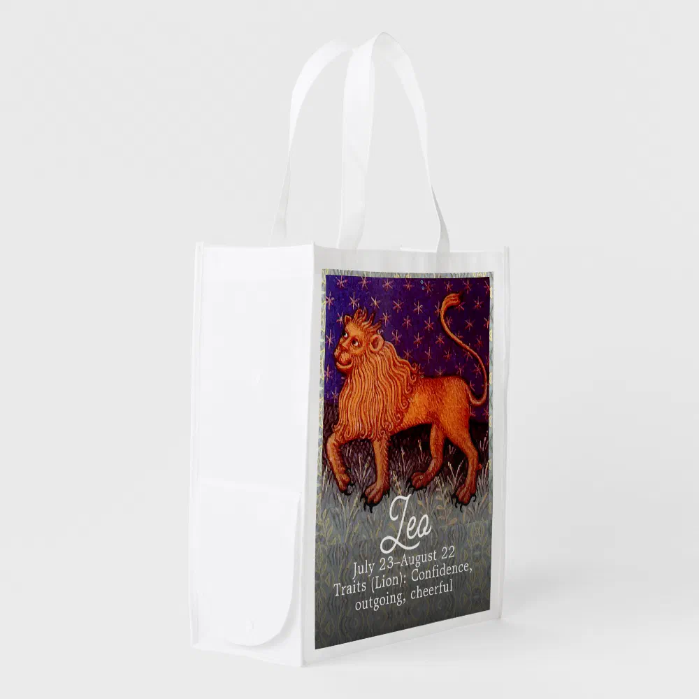 Leo Lion Zodiac Sign Horoscope Birthday Party Grocery Bag