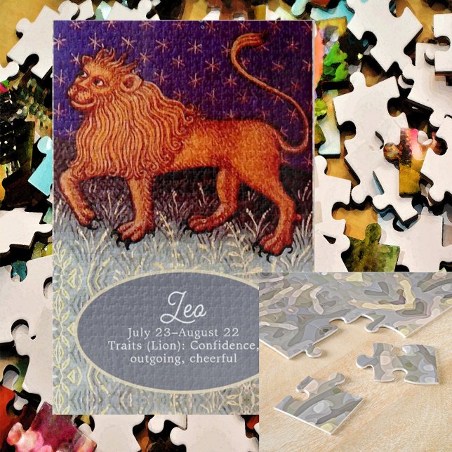 Leo Lion Zodiac Sign Horoscope Birthday Party Jigsaw Puzzle (Creator Uploaded)