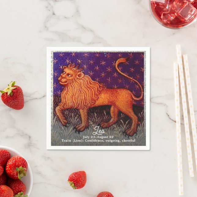 Leo Lion Zodiac Sign Horoscope Birthday Party Napkins (Insitu)
