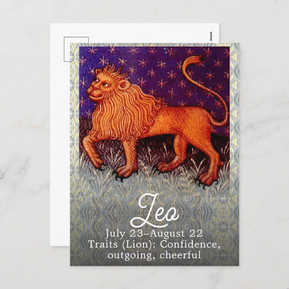 Leo Lion Zodiac Sign Horoscope Birthday Party Postcard