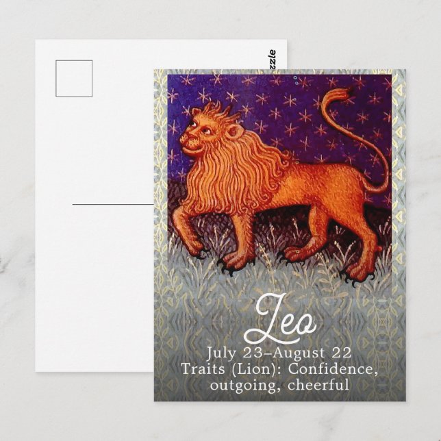 Leo Lion Zodiac Sign Horoscope Birthday Party Postcard (Front/Back)
