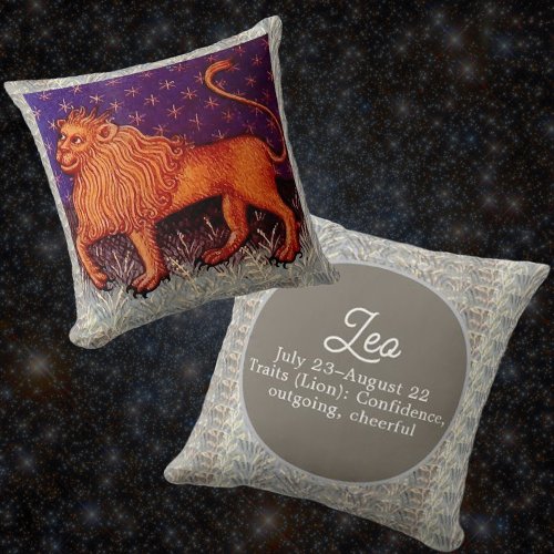 Leo Lion Zodiac Sign Horoscope Birthday Party Throw Pillow