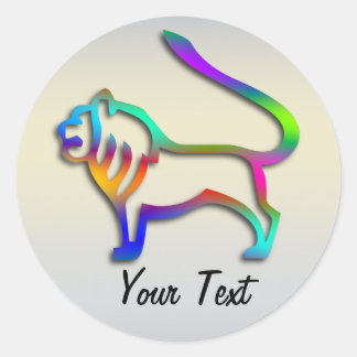 Leo Lion Zodiac Star Sign Rainbow Color Classic Round Sticker
