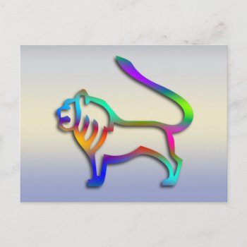 Leo Lion Zodiac Star Sign Rainbow Color Postcard by zodiac_shop at Zazzle