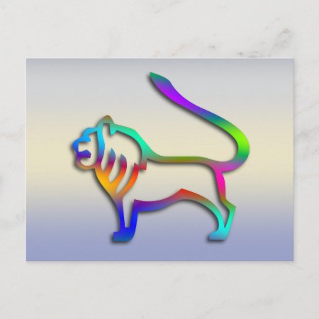 Leo Lion Zodiac Star Sign Rainbow Color Postcard