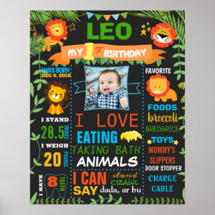 Leo Lions Jungle animals Wild Birthday Party Poster