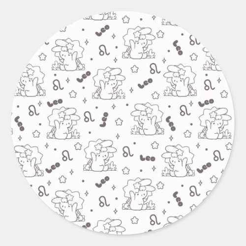 Leo Loppi Tokki Zodiac Series Pattern III Classic Round Sticker