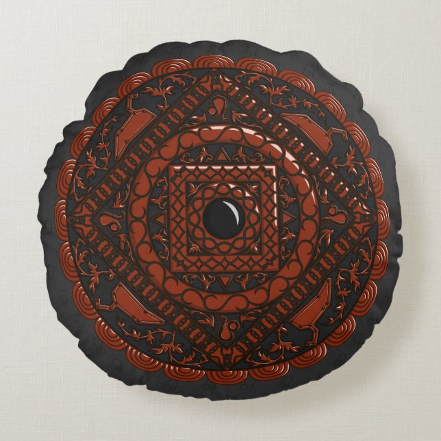 Leo Mandala Round Pillow (Front)
