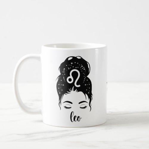 Leo Messy Bun Personalized Zodiac Coffee Mug