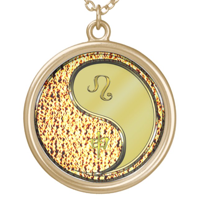 Leo & Metal Monkey Gold Plated Necklace (Front)