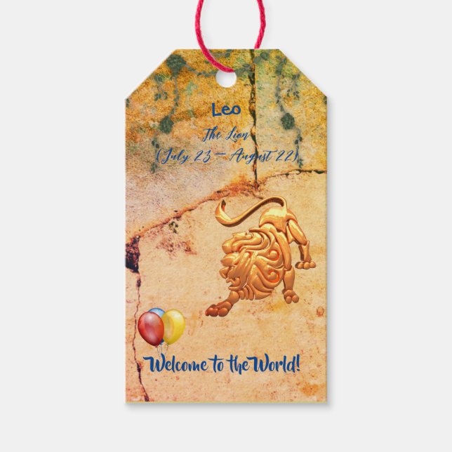 Leo New Baby Gift Gift Tags (Front)
