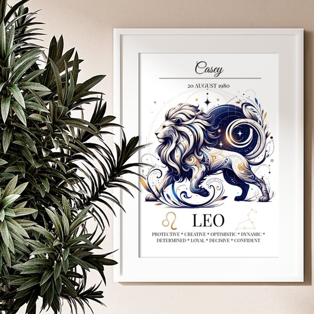 Leo Personalized Elegant Zodiac Watercolor Poster (Creator Uploaded)