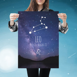 Leo Personalized Zodiac Constellation Poster
