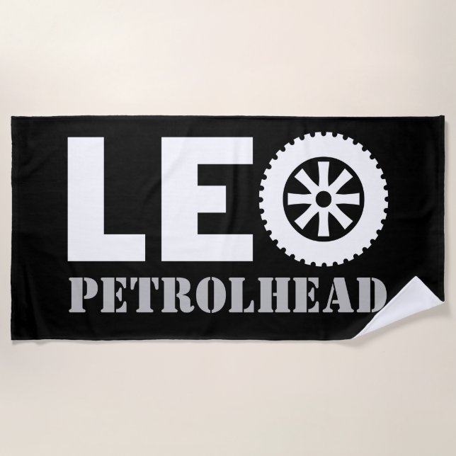 Leo Petrol Head Beach Towel (Front)