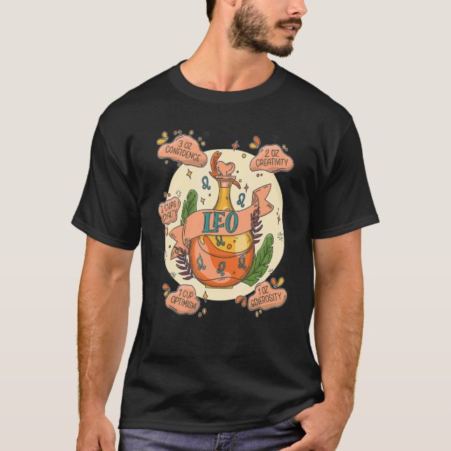 Leo Potion With Ingredients   Magical Astrology T-Shirt (Front)