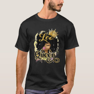 Leo Queen Afro Girl Zodiac Signs Birthday Gift T-Shirt