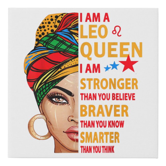 Leo queen I am stronger funny birthday gift for Le Faux Canvas Print (Front)