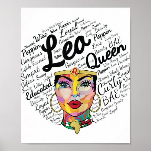 Leo Queen Shirt Birthday Gift Melanin Leo Black Gi Poster